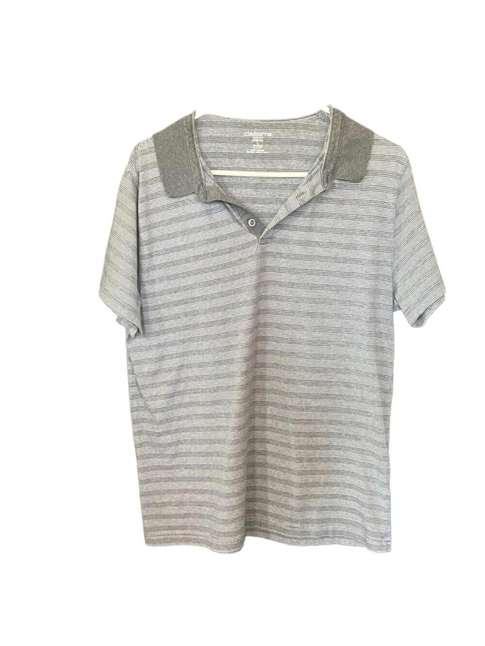 Claiborne | Men's Gray Slim Fit Polo | Size Large | 0562